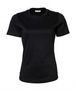 camiseta negra de mujer algodón peinado de fibra larga de 220 gramos