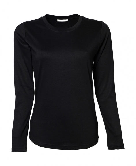 camiseta negra de mujer algodón 100% manga larga