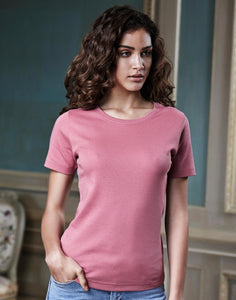 Camiseta de alta calidad para mujer algodón 100% color rosa 